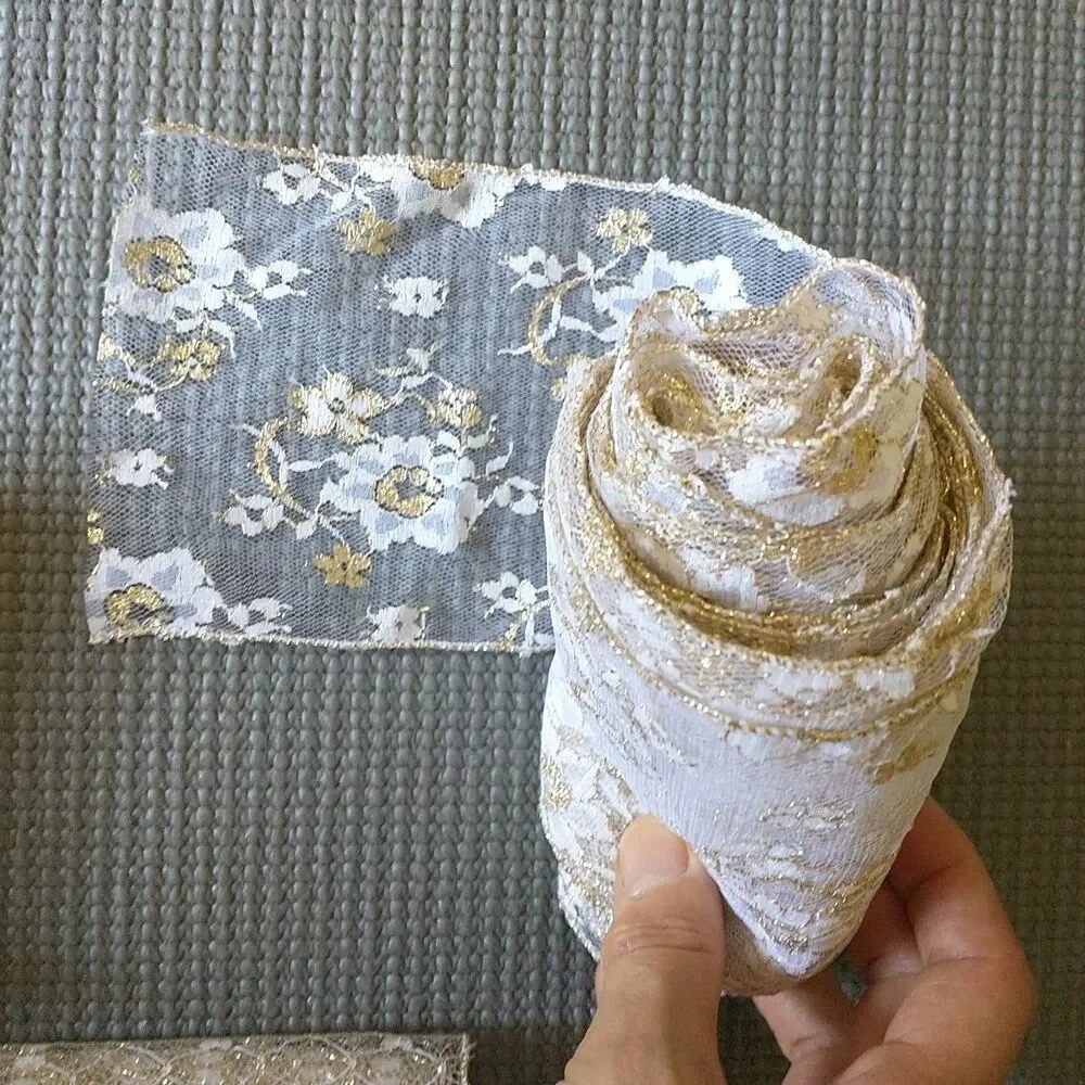 Vtg 7x Lot of Lace Trim White Cream Gold Various Lengths Sewing Craft